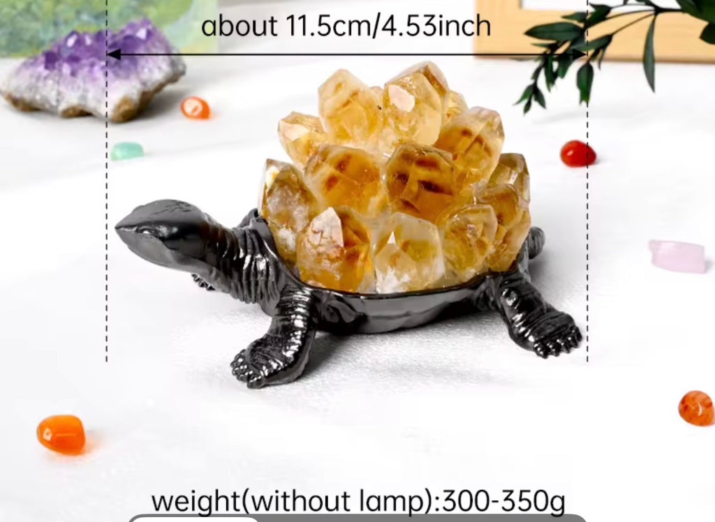 Crystal Raw Stone Turtle LED Lights - Unique Home Décor and Night Lights
