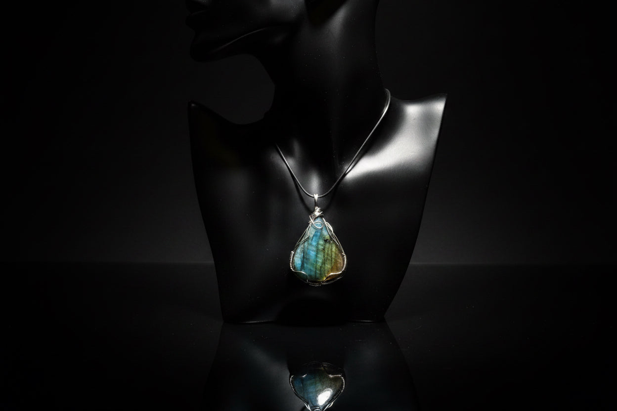 Labradorite Wire Wrapped Necklace - Unique Artisan Jewelry for Enlightenment and Style