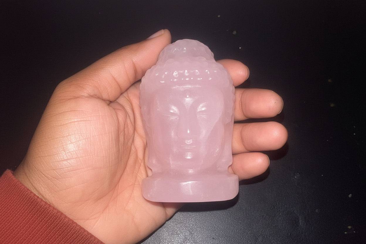 Rose Quartz Buddha Head - Serenity and Balance for Your Space
