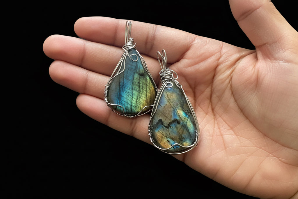 Labradorite Wire Wrapped Necklace - Unique Artisan Jewelry for Enlightenment and Style
