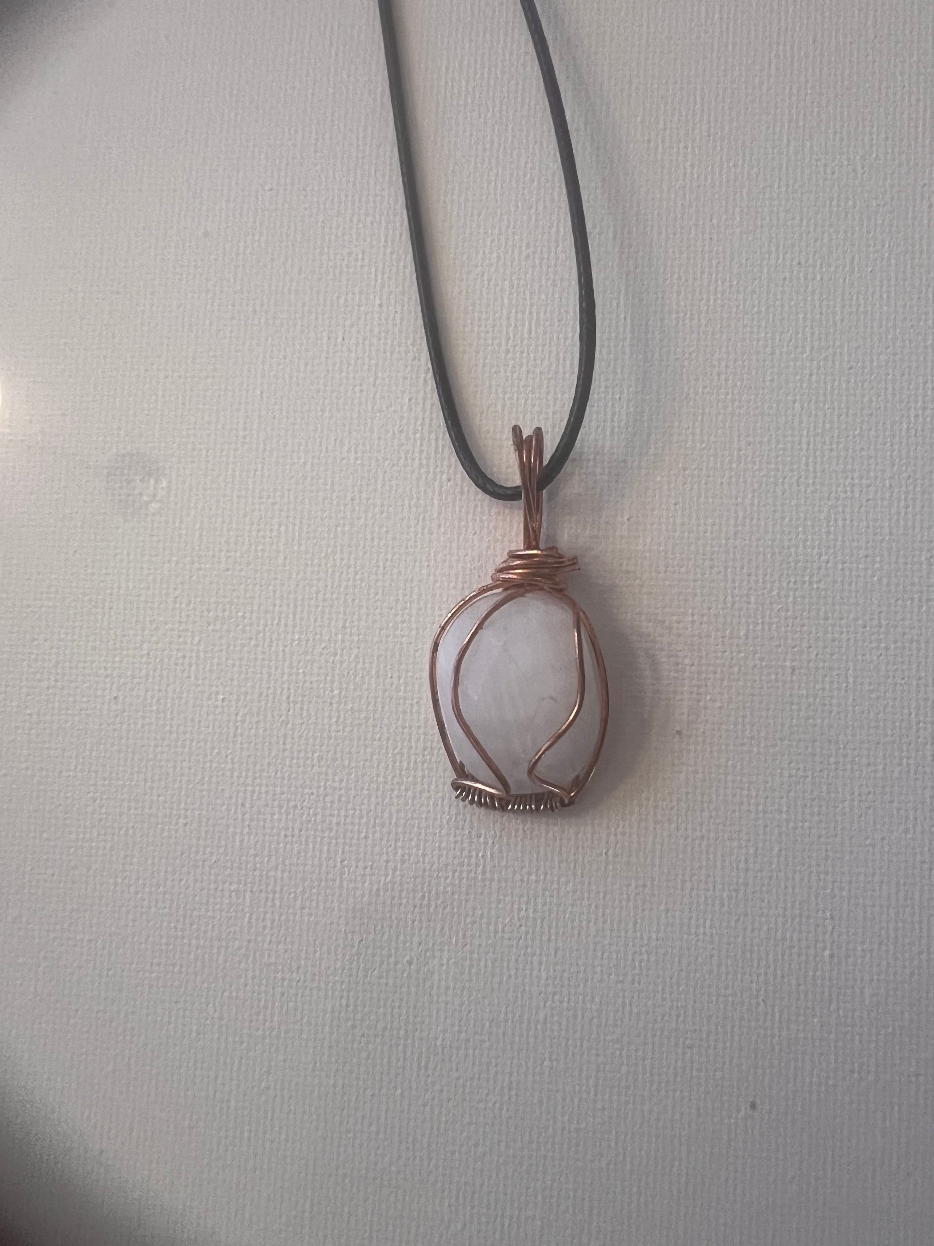 White Calcite Copper Wrapped Stone for Healing and Decor