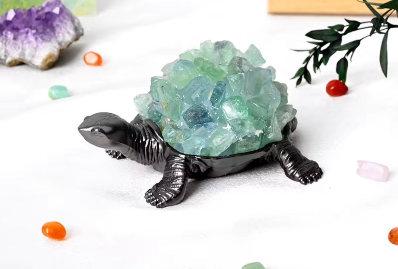 Crystal Raw Stone Turtle LED Lights - Unique Home Décor and Night Lights