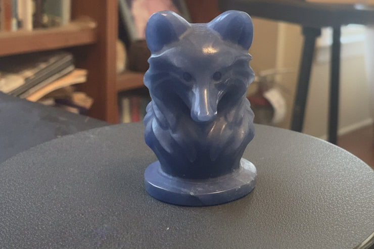 Ruby Zoisite Wolf Figurine | Unique Handmade Wolf Head Statues