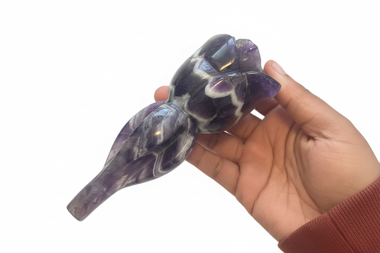Amethyst Rose - Elegant Natural Crystal for Home Decor and Healing Energy