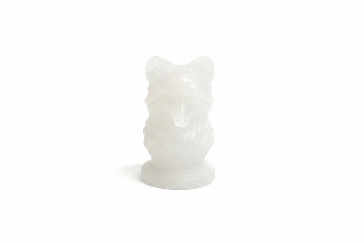 Ruby Zoisite Wolf Figurine | Unique Handmade Wolf Head Statues