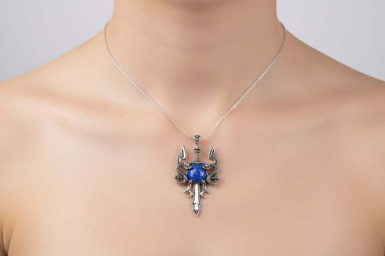 Crystal Sword Necklace - Elegant Gemstone Pendant for Unique Style