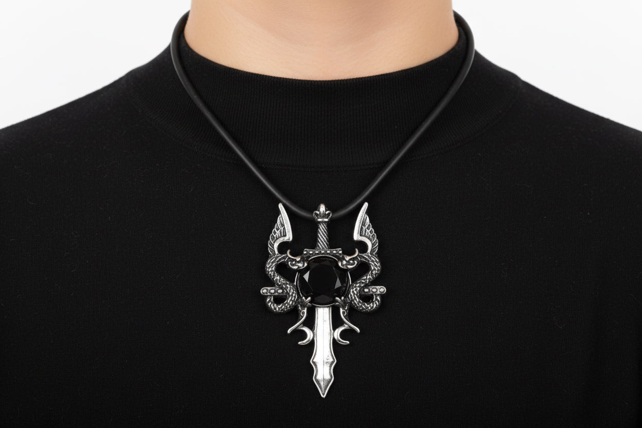 Crystal Sword Necklace - Elegant Gemstone Pendant for Unique Style