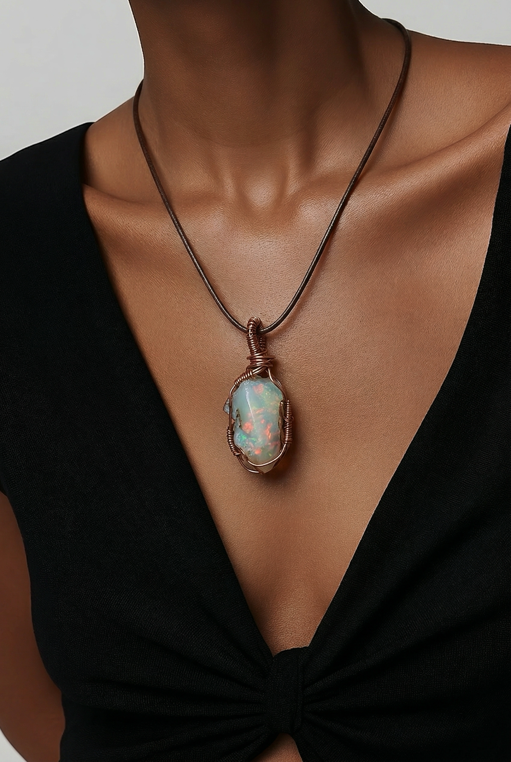 Ethiopian Opal Handwrapped Jewelry - Unique Artisan Design