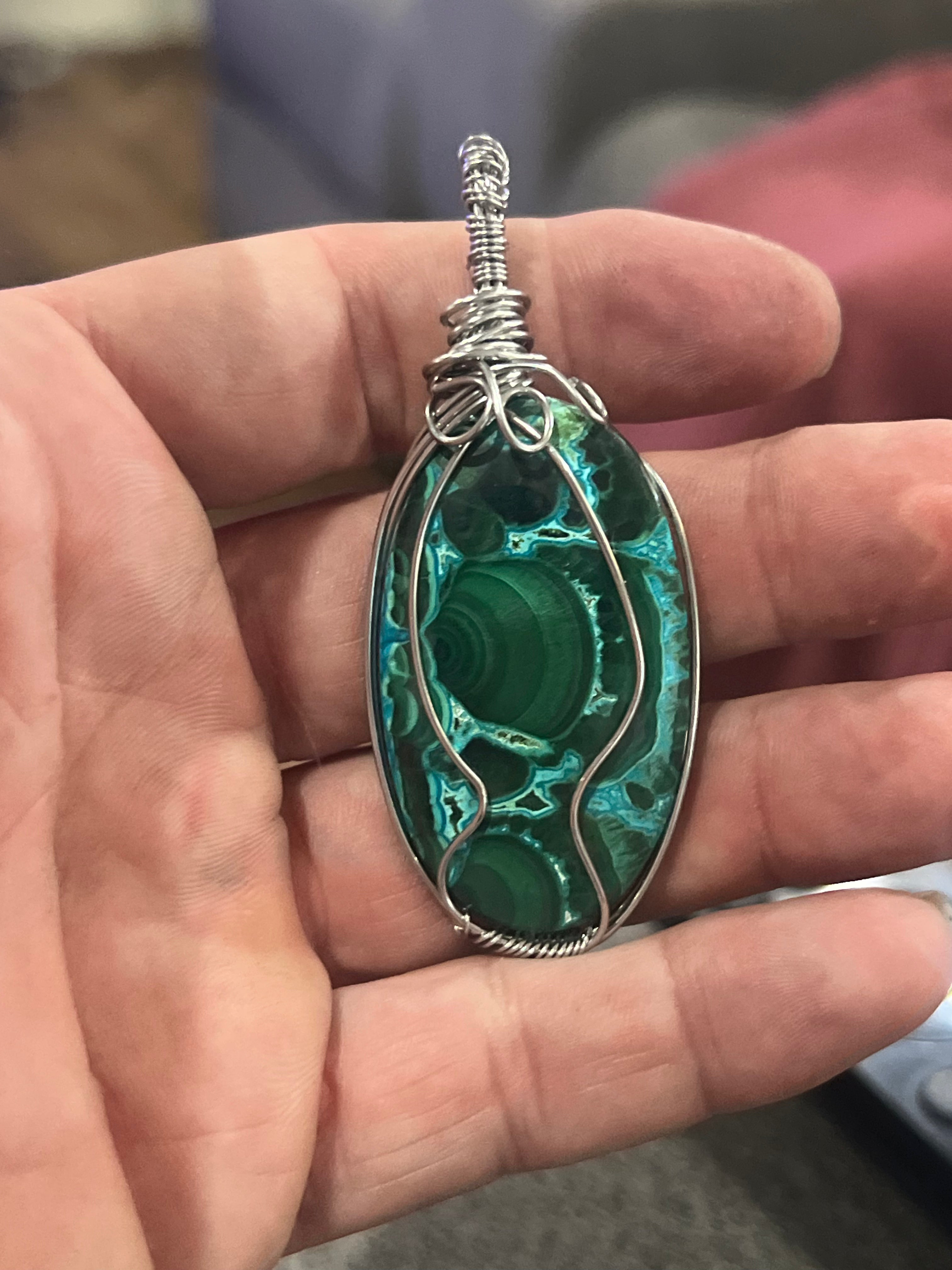 Malachite Handmade Pendant - Unique Artisan Jewelry Piece