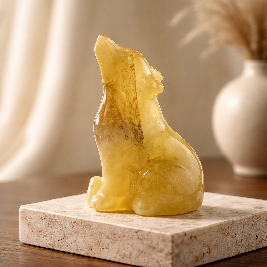 Yellow fluorite wolf
