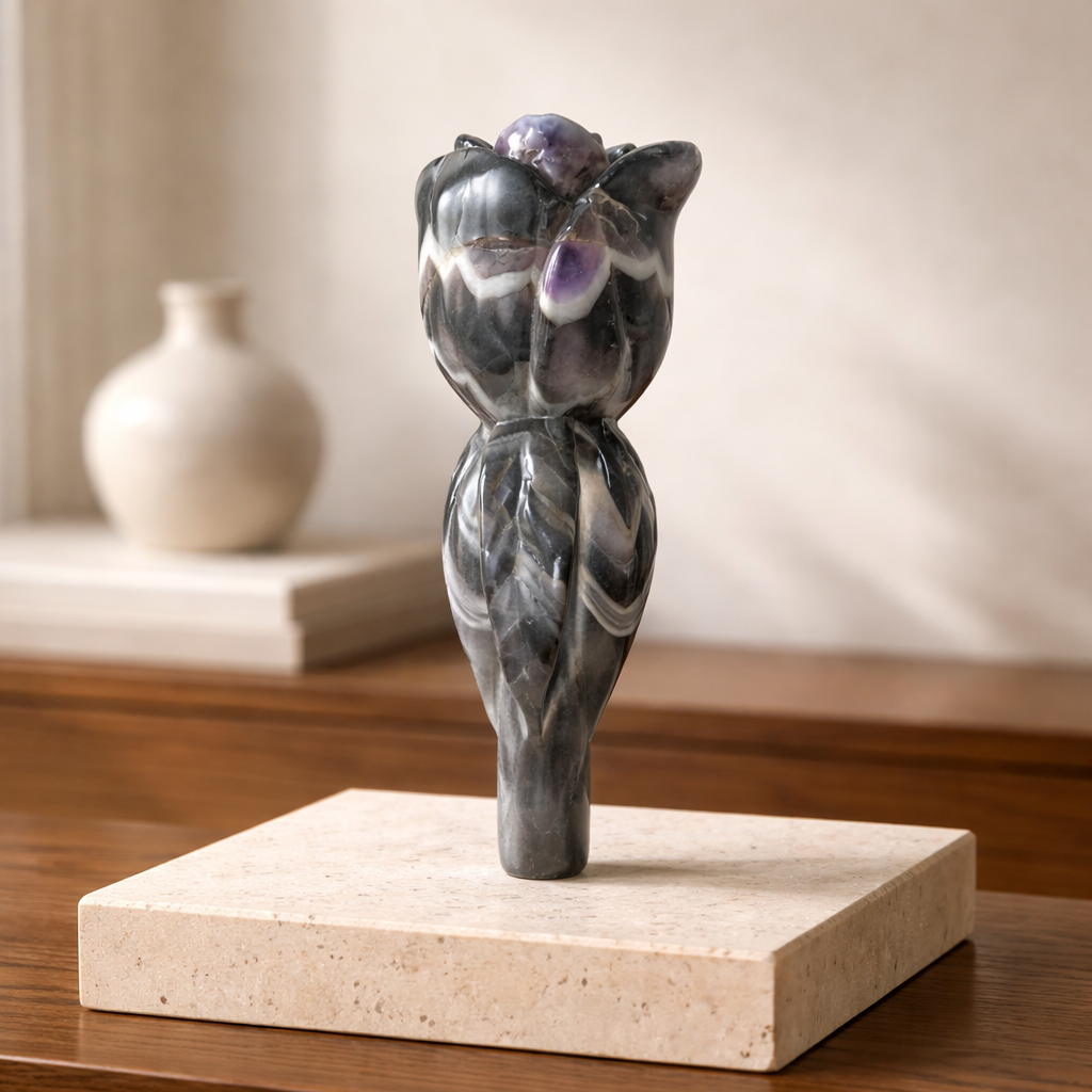 Amethyst Rose - Elegant Natural Crystal for Home Decor and Healing Energy
